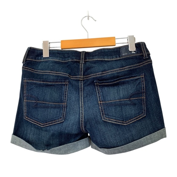 American Eagle MIDI Shorts Womens 8 Blue Dark Wash Super Stretch New - Picture 2 of 6